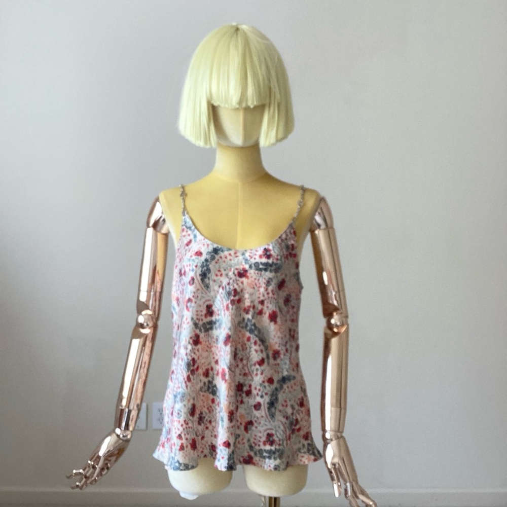 Paco Rabanne Floral Print Spaghetti-Chain Strap Tank SZ 4/38